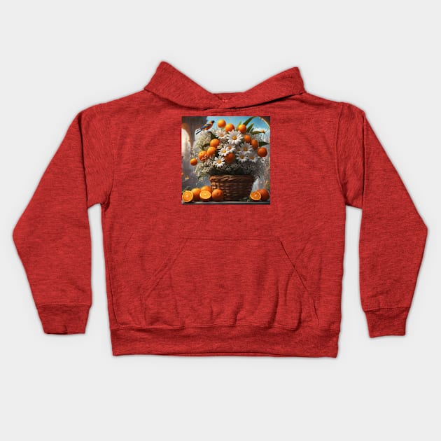 Basket of Beautiful Oranges Kids Hoodie by My Kickincreations